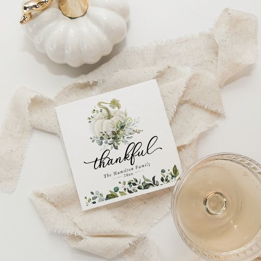Dankbaar Groene Witte Pompoen Thanksgiving Servet