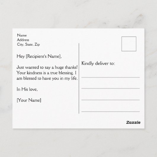 Dankbaar hart Christelijk bedankkaart Briefkaart (Achterkant)