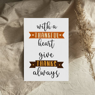 Dankbaar Hart Geef Dank Thanksgiving kaart