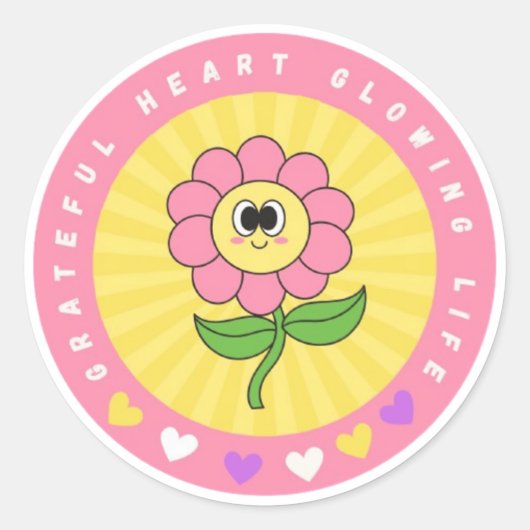 Dankbaar Hart Gloeiende Leven Sticker (Voorkant)