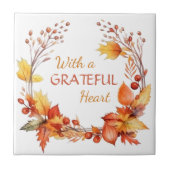 Dankbaar hart herfst bladeren tegeltje (Voorkant)