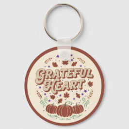 Dankbaar Hart Herfst Pompoen Design Sleutelhanger