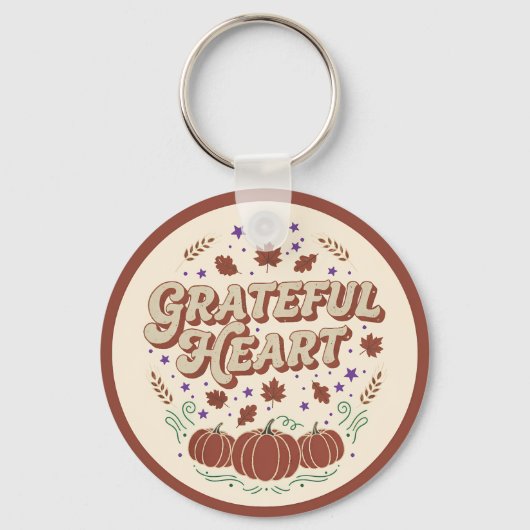 Dankbaar Hart Herfst Pompoen Design Sleutelhanger (Voorkant)