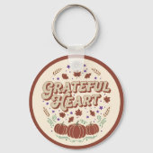 Dankbaar Hart Herfst Pompoen Design Sleutelhanger (Achterkant)