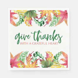 Dankbaar hart Herfst verlaat Thanksgiving grens Servet