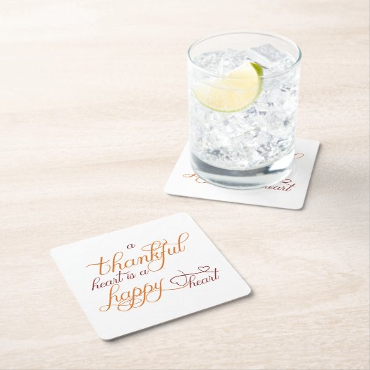 dankbaar hart is een blij hart thanksgiving kartonnen onderzetters (Insitu)
