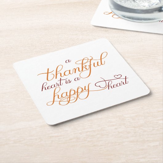 dankbaar hart is een blij hart thanksgiving kartonnen onderzetters (Schuin)