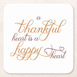 dankbaar hart is een blij hart thanksgiving kartonnen onderzetters