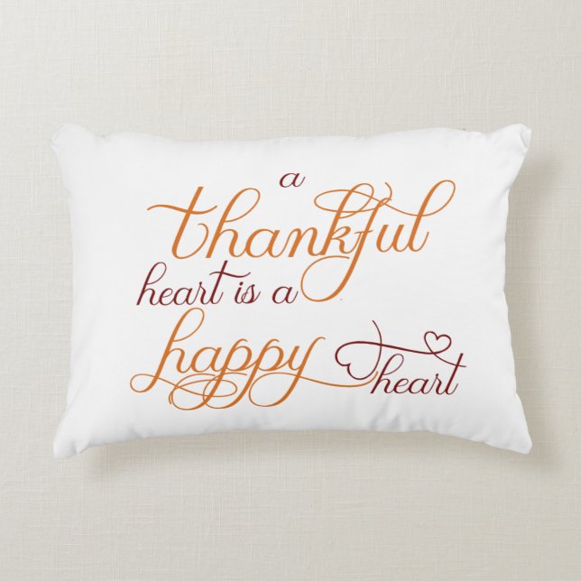 dankbaar hart is een gelukkig hart thanksgiving accent kussen (Voorkant)