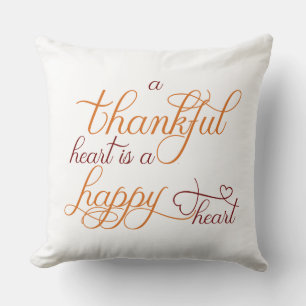 dankbaar hart is een gelukkig hart thanksgiving kussen