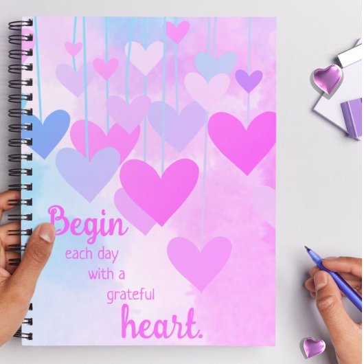 Dankbaar Hart Roze Paars Blauw Erkentelijkheids Ci Notitieboek