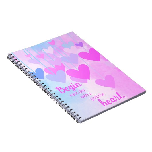 Dankbaar hart Roze Paarse Blauwe Dankbaarheidscita Notitieboek (Rechterzijde)
