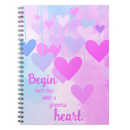 Dankbaar hart Roze Paarse Blauwe Dankbaarheidscita Notitieboek