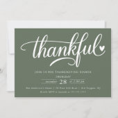 Dankbaar Hart Thanksgiving Diner Kaart (Voorkant)