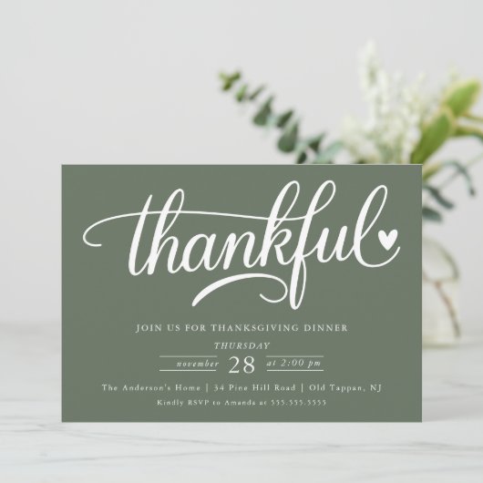 Dankbaar Hart Thanksgiving Diner Kaart (Staand voorkant)