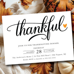 Dankbaar Hart Thanksgiving Dinner Kaart