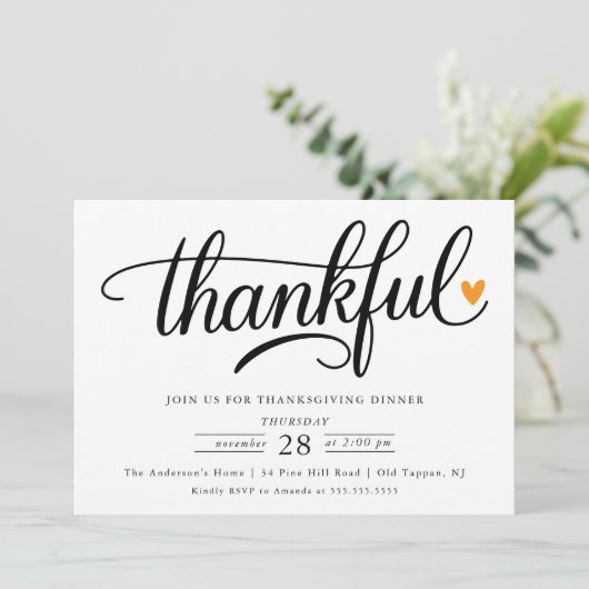 Dankbaar Hart Thanksgiving Dinner Kaart (Staand voorkant)
