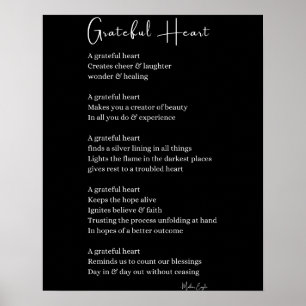 Dankbaar hart Thanksgiving gedicht muur kunst post Poster