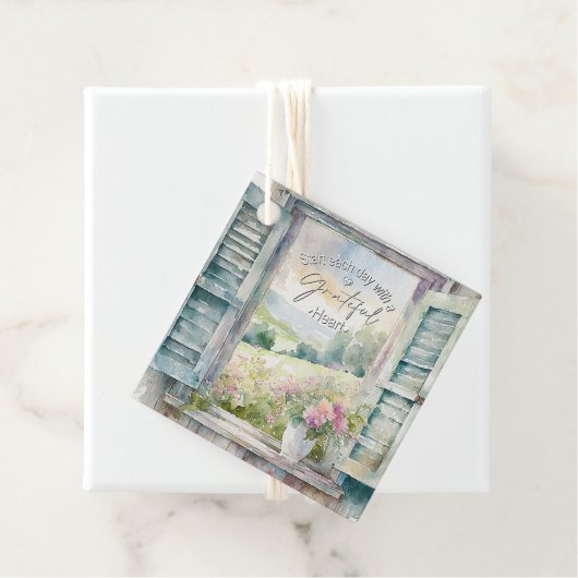 Dankbaar hart waterverf bloemenvenster bedankjes labels (In situ)