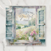 Dankbaar hart waterverf bloemenvenster bedankjes labels (Voorkant)