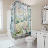 Dankbaar hart waterverf bloemenvenster douchegordijn (In situ)