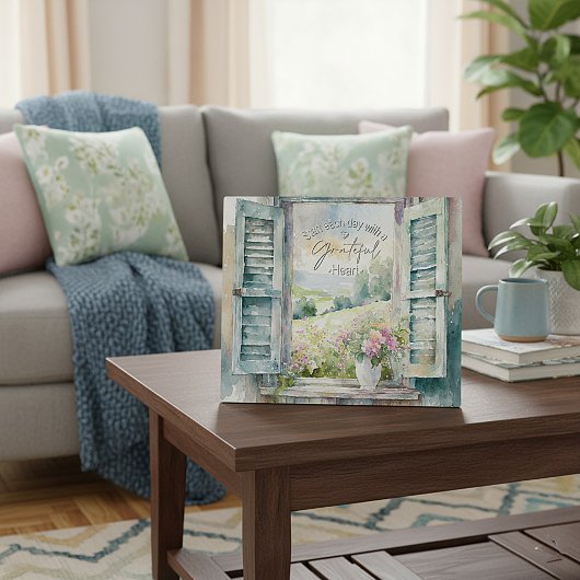 Dankbaar hart waterverf bloemenvenster fotoplaat