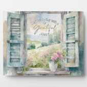 Dankbaar hart waterverf bloemenvenster fotoplaat (Voorkant)