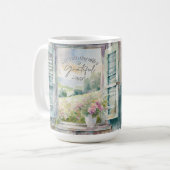 Dankbaar hart waterverf bloemenvenster koffiemok (Voorkant links)