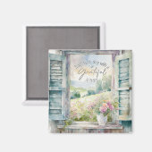 Dankbaar hart waterverf bloemenvenster magneet (Voorkant / Achterkant)