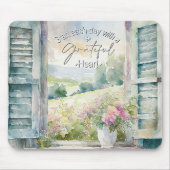 Dankbaar hart waterverf bloemenvenster muismat (Voorkant)