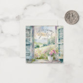 Dankbaar hart waterverf bloemenvenster notitiekaartje (Voorkant / Achterkant in situ)