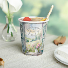 Dankbaar hart waterverf bloemenvenster papieren bekers
