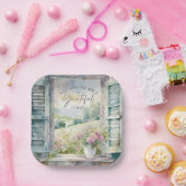 Dankbaar hart waterverf bloemenvenster papieren bordje (Feest)