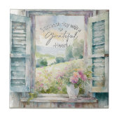 Dankbaar hart waterverf bloemenvenster tegeltje (Voorkant)