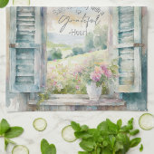 Dankbaar hart waterverf bloemenvenster theedoek (Gevouwen)