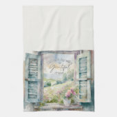 Dankbaar hart waterverf bloemenvenster theedoek (Verticaal)