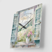 Dankbaar hart waterverf bloemenvenster vierkante klok (Hoek)