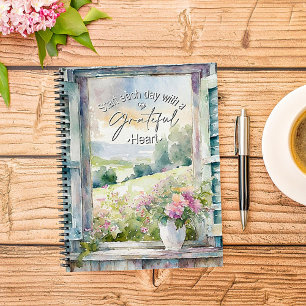 Dankbaar hart waterverf bloemvenster journaal notitieboek
