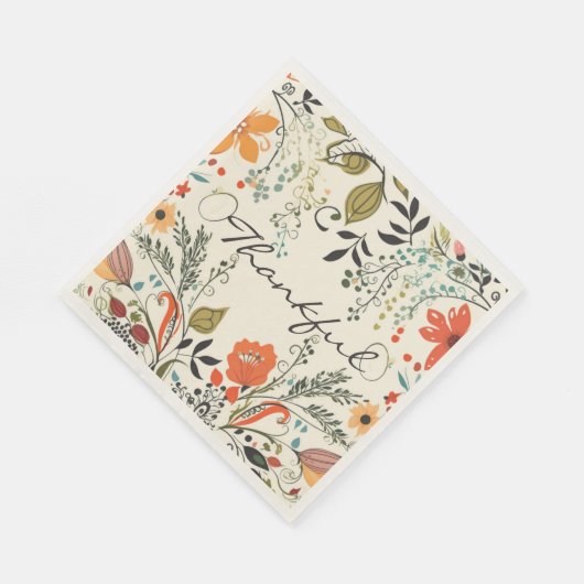 Dankbaar Herfst Bloemenservet Servet (Hoek)