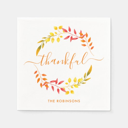 Dankbaar Herfst Herfst Kleuren Moderne Thanksgivin Servet (Voorkant)