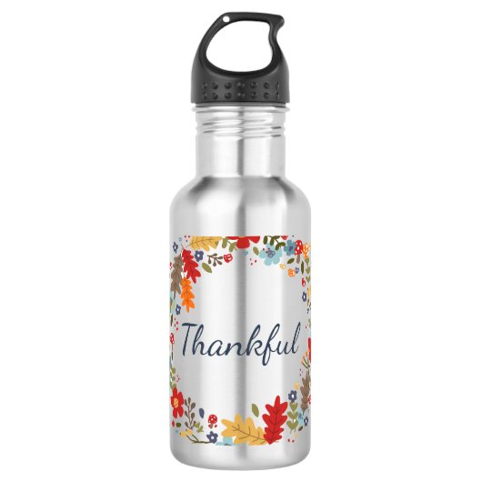 Dankbaar Herfst krans Mok Thanksgiving Gift Waterfles (Voorkant)