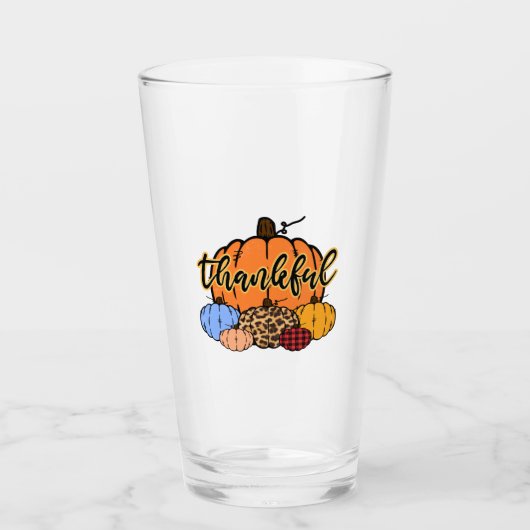 Dankbaar Herfst Pompoenen Ontwerp Glas (Voorkant)