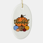Dankbaar Herfst Pompoenen Ontwerp Keramisch Ornament (Rechts)