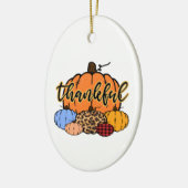Dankbaar Herfst Pompoenen Ontwerp Keramisch Ornament (Links)