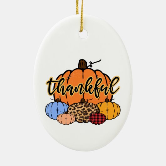 Dankbaar Herfst Pompoenen Ontwerp Keramisch Ornament (Achterkant)