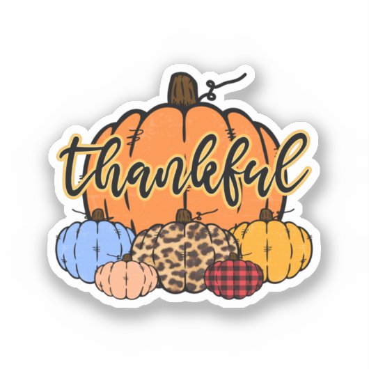 Dankbaar Herfst Pompoenen Ontwerp Sticker (Voorkant)