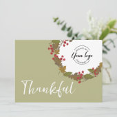 Dankbaar Herfst thema business logo Thanksgiving Bedankkaart (Staand voorkant)