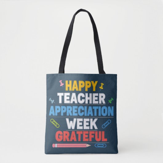 Dankbaar Kleurrijk Schoolontwerp Tote Bag (Voorkant)