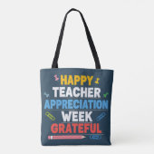 Dankbaar Kleurrijk Schoolontwerp Tote Bag (Achterkant)