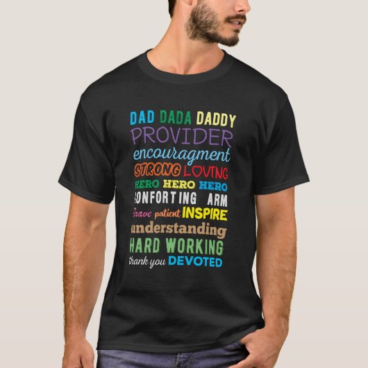 Dankbaar Krachtig Liefdevol Papa Opa Gelukkig Vrou T-shirt (Voorkant)